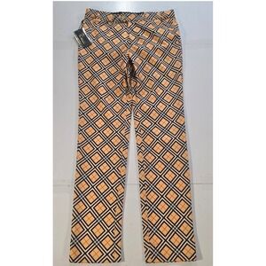 Barocco Los Angeles Womens Slim Fit Slacks Beige Red Diamond Plaid Pants Size 30